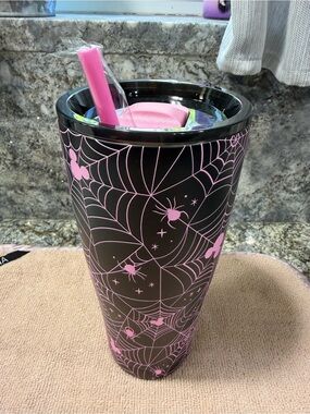 Disney Mickey Mouse Halloween Spiderweb Tumbler with Straw | NWT